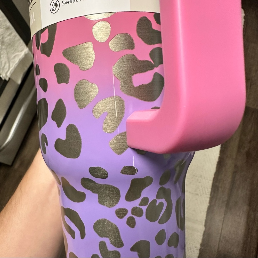 Pink and Purple Leopard Stainless Steel Tumbler - Picture 4 of 5